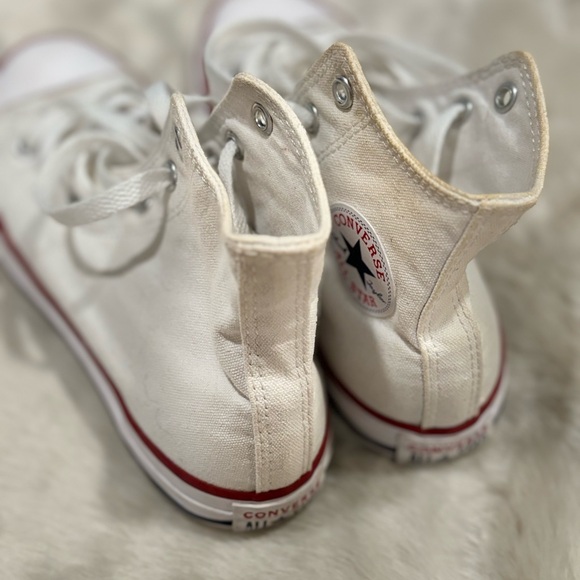 Converse kids sz 3 high top white red blue sneakers used condition - Picture 3 of 3